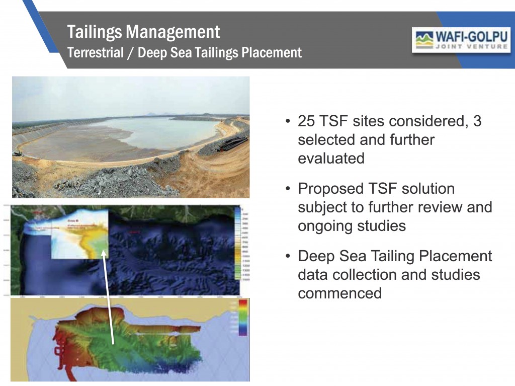 Wafi-Golpu mine waste options